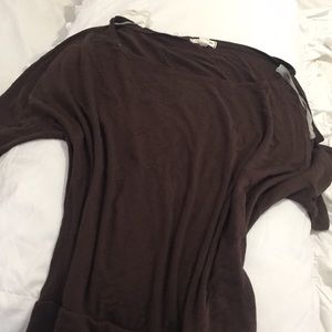 Off the shoulder brown shirt
